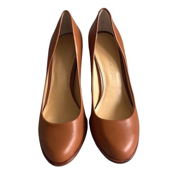 (SOLD) BANANA REPUBLIC Cognac Brown Round Almond Toe Pumps High Heels 7.5 - Picture 5 of 12